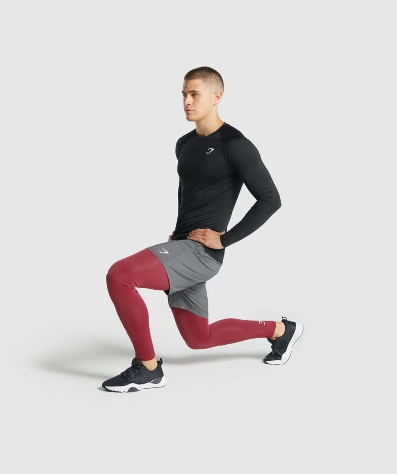 Men's Gymshark Element Baselayer Leggings Burgundy | CA A61570